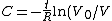 C=-\frac{t}{R}\ln{(V_0/V)}